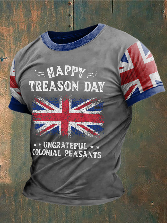 Men's Funny Happy Treason Day Printed T-shirt
