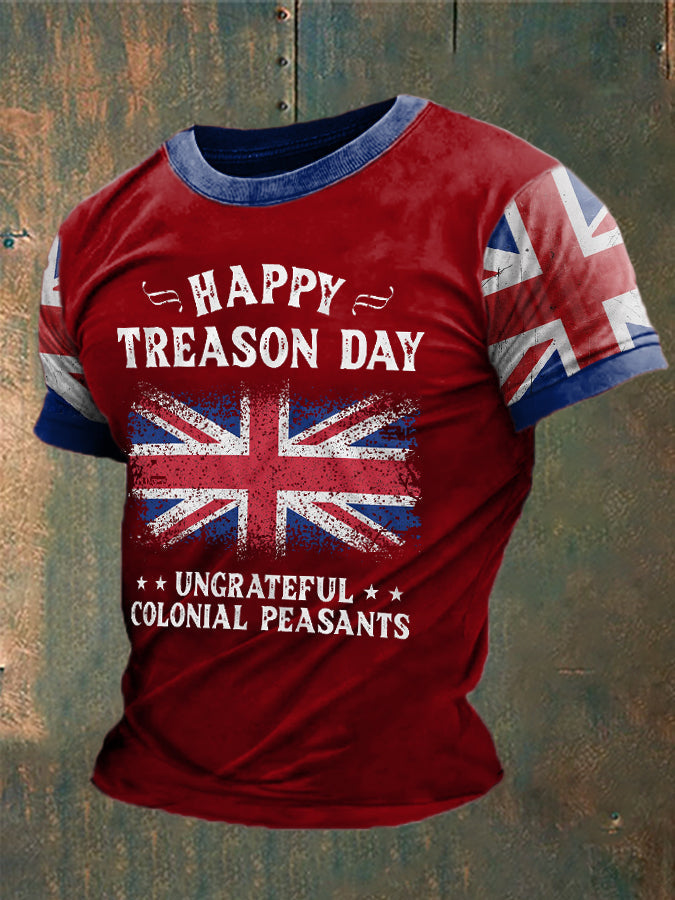 Men's Funny Happy Treason Day Printed T-shirt