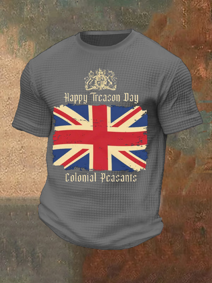 Men's Funny Happy Treason Day Printed Waffle Tops