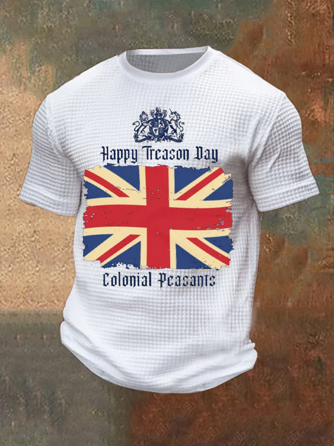 Men's Funny Happy Treason Day Printed Waffle Tops