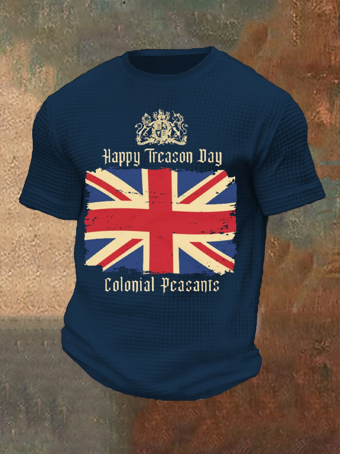 Men's Funny Happy Treason Day Printed Waffle Tops