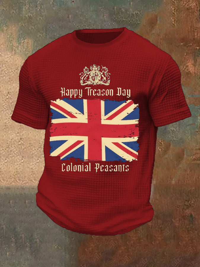 Men's Funny Happy Treason Day Printed Waffle Tops