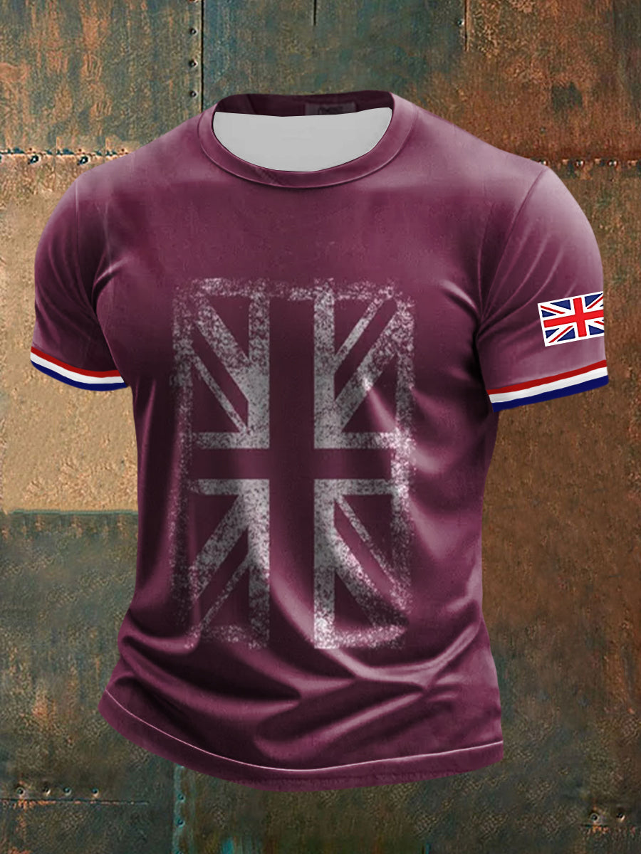 Men's UK Flag Printed Casual Short Sleeve T-shirt