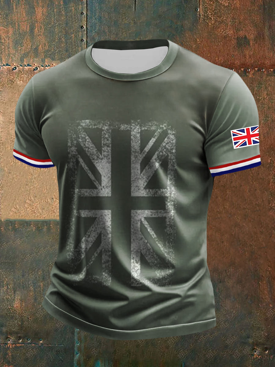 Men's UK Flag Printed Casual Short Sleeve T-shirt