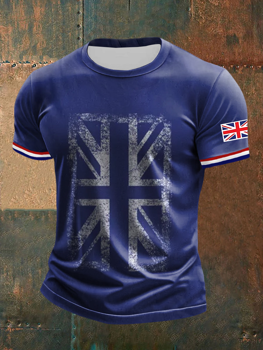 Men's UK Flag Printed Casual Short Sleeve T-shirt