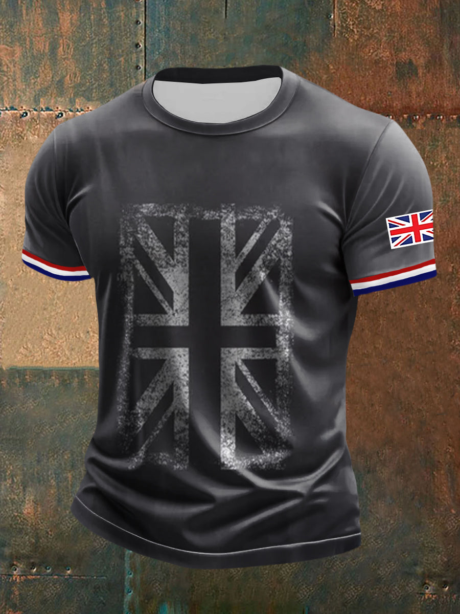 Men's UK Flag Printed Casual Short Sleeve T-shirt