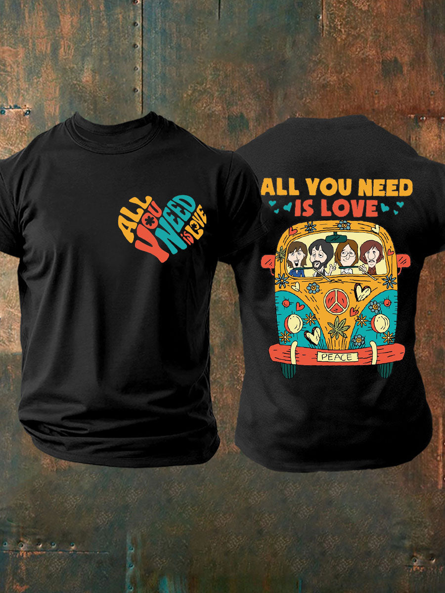 Men's Retro Music Band All You Need Is Love Printed T-shirt