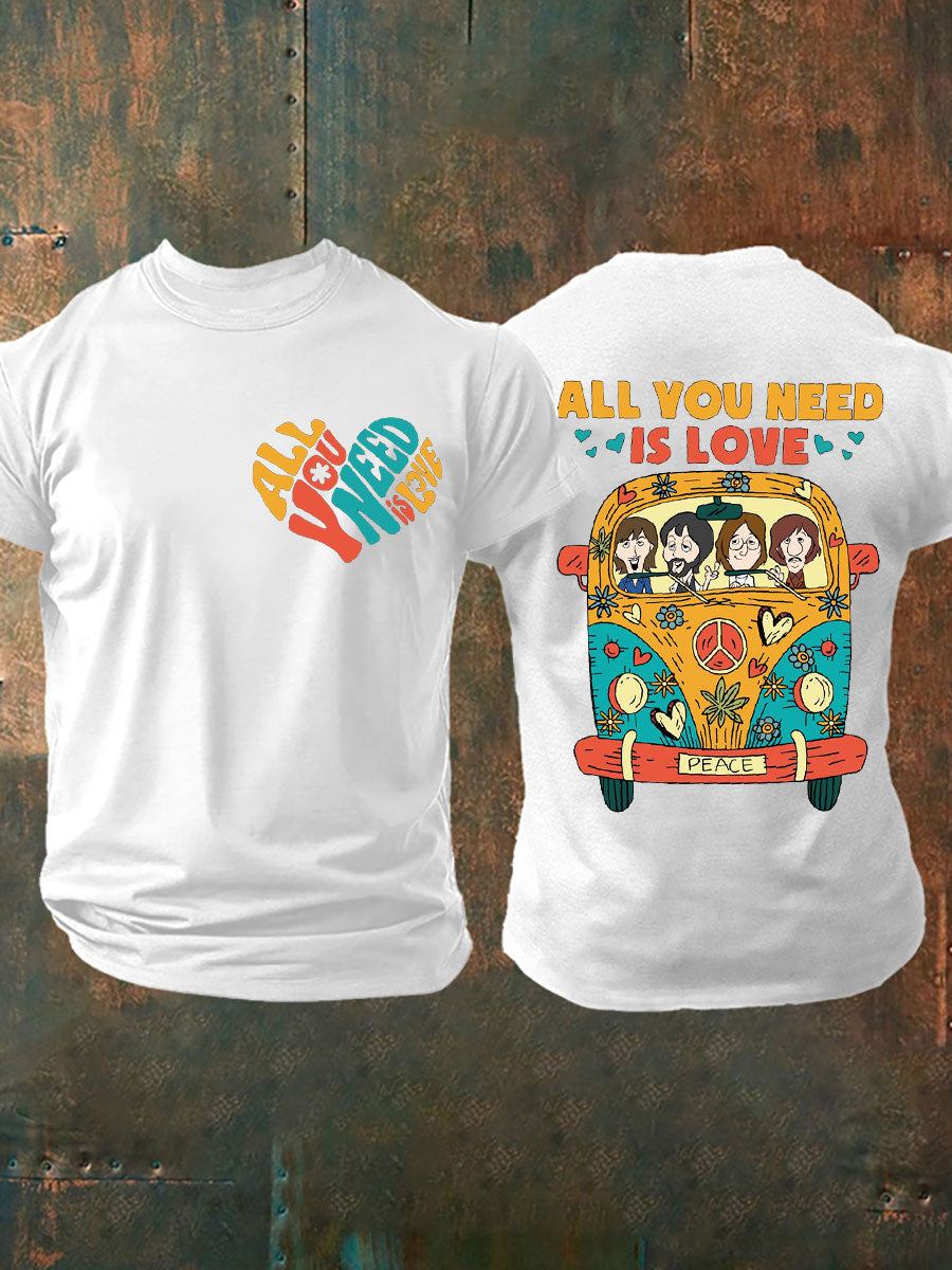 Men's Retro Music Band All You Need Is Love Printed T-shirt