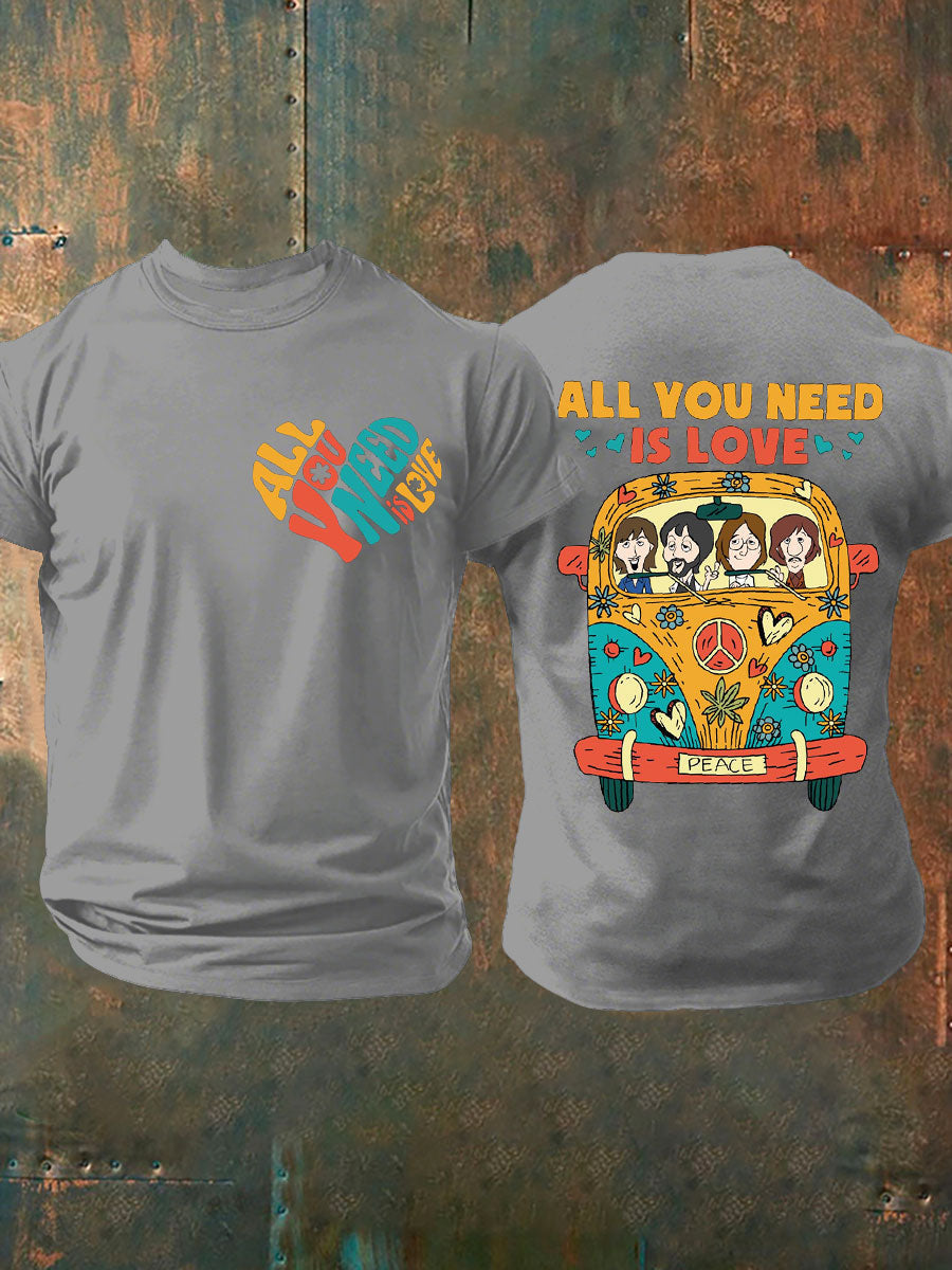 Men's Retro Music Band All You Need Is Love Printed T-shirt