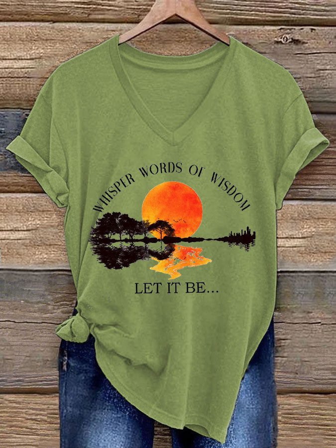Women's Retro Music Band Whisper Word of Wisdom Let It Be Printed T-shirt