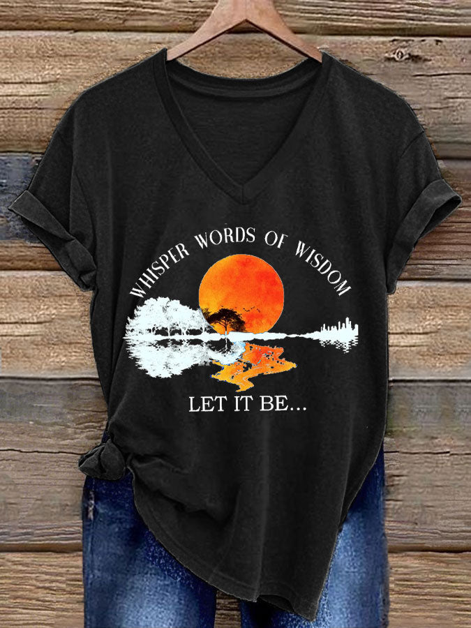 Women's Retro Music Band Whisper Word of Wisdom Let It Be Printed T-shirt