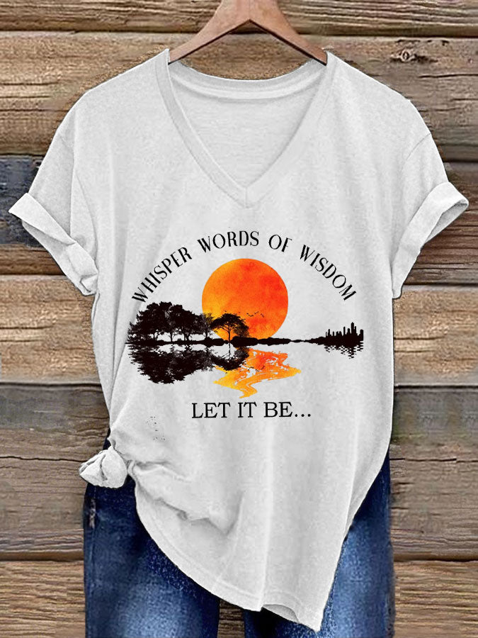 Women's Retro Music Band Whisper Word of Wisdom Let It Be Printed T-shirt