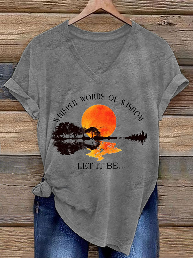 Women's Retro Music Band Whisper Word of Wisdom Let It Be Printed T-shirt