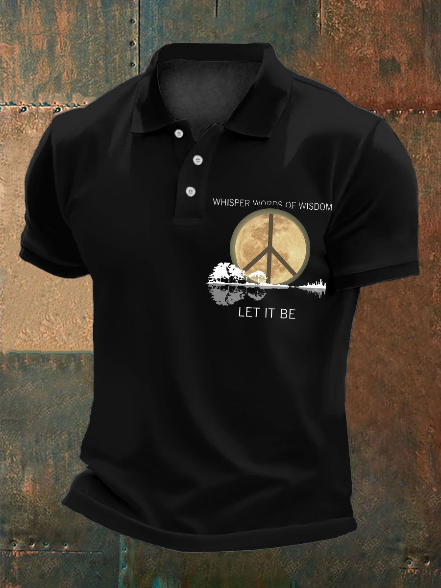 Men's Retro Music Band Whisper Word of Wisdom Let It Be Printed Polo Shirt