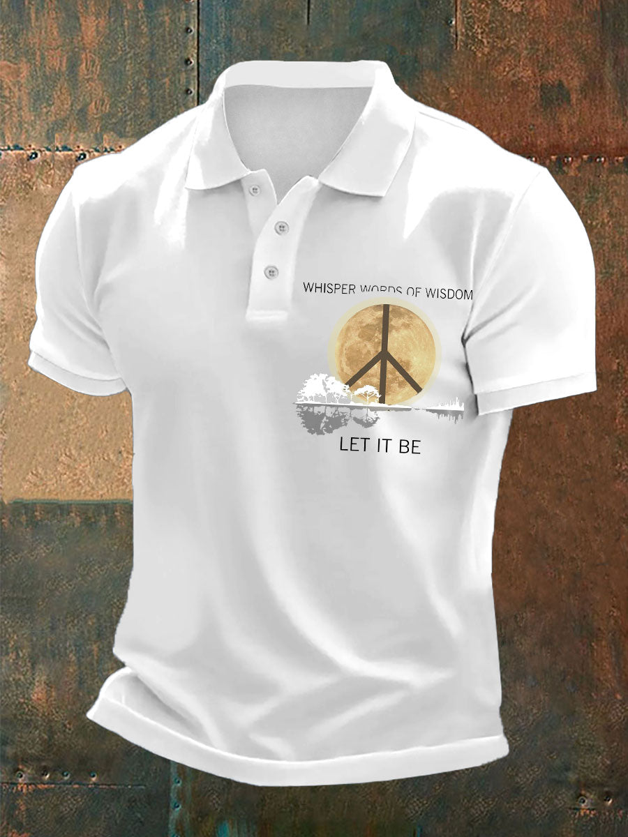 Men's Retro Music Band Whisper Word of Wisdom Let It Be Printed Polo Shirt