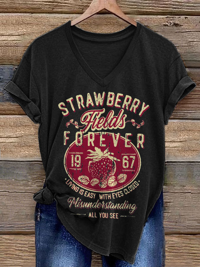 Women's Retro Music Band Printed T-shirt