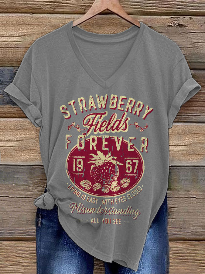 Women's Retro Music Band Printed T-shirt