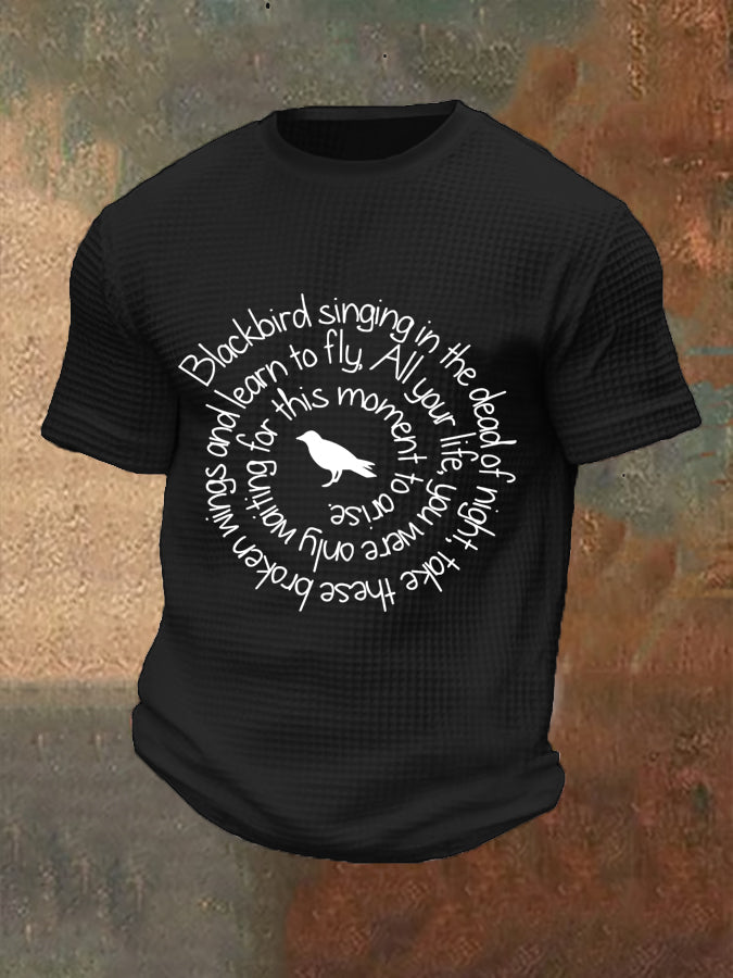 Men's Retro Music Band Printed Waffle Top