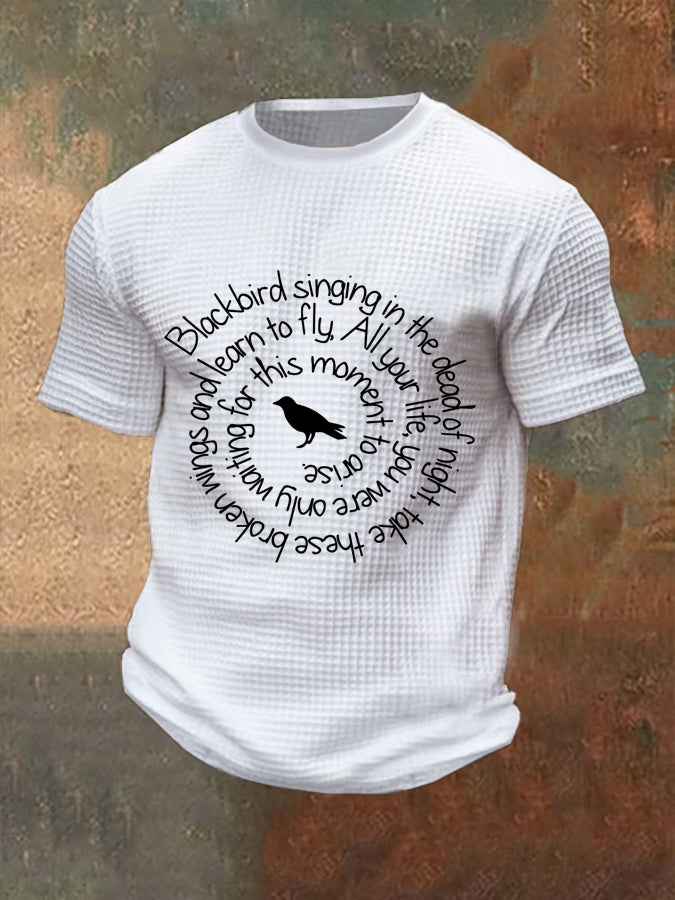 Men's Retro Music Band Printed Waffle Top