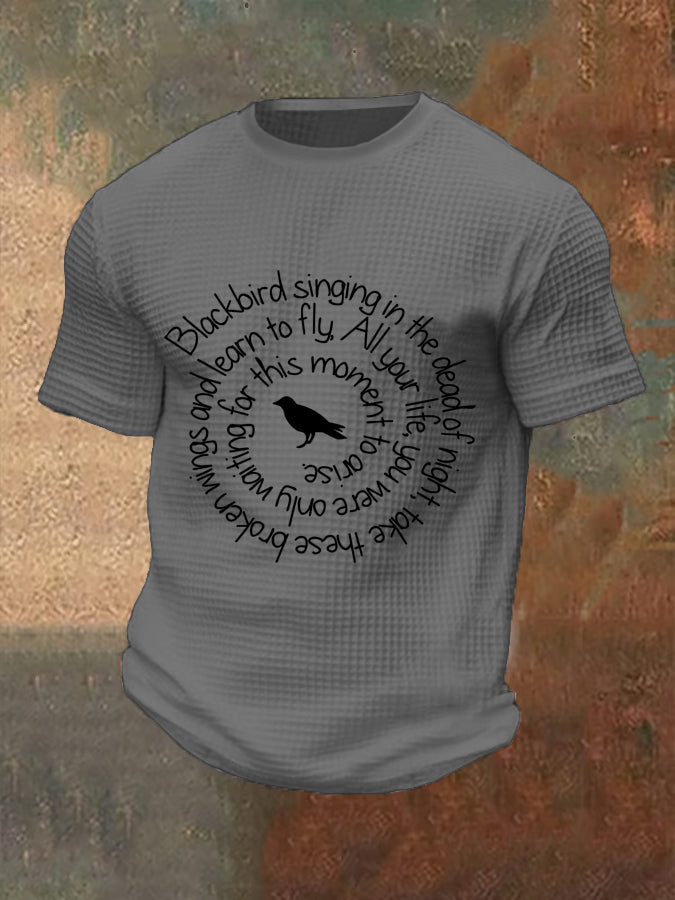 Men's Retro Music Band Printed Waffle Top