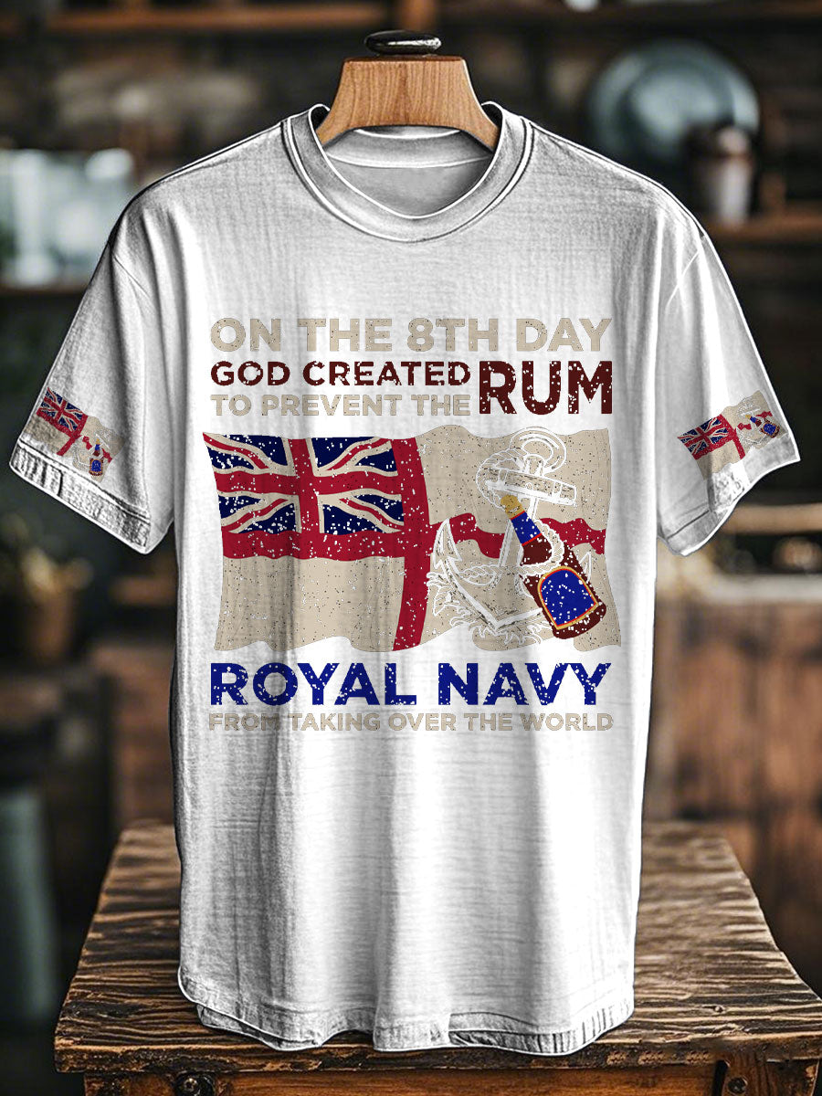 Unisex Royal Navy 8 Days&Rum Veteran Printed T-shirt