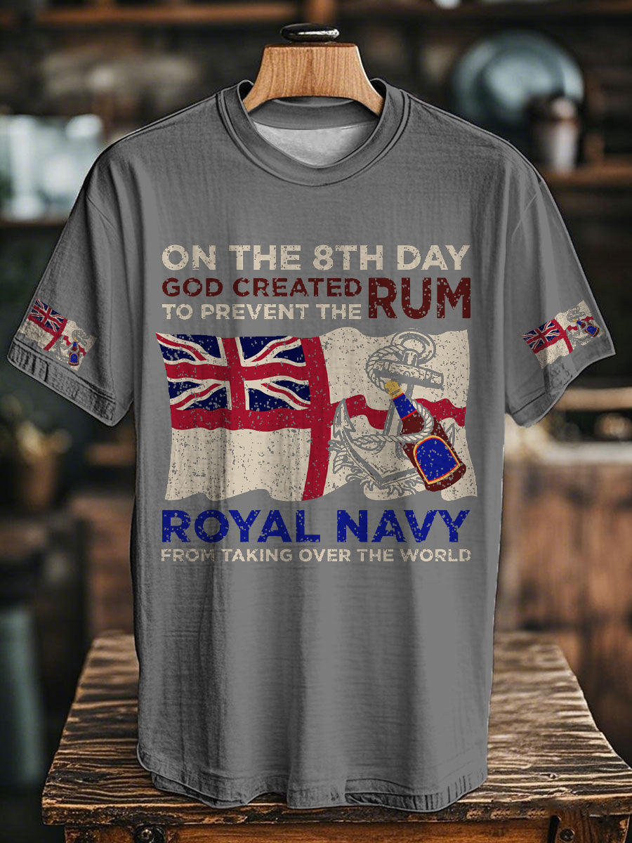 Unisex Royal Navy 8 Days&Rum Veteran Printed T-shirt