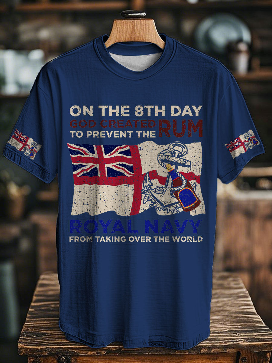 Unisex Royal Navy 8 Days&Rum Veteran Printed T-shirt