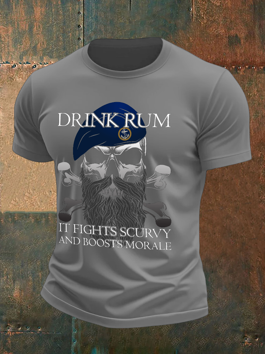Men's Royal Navy Veteran&Rum Printed T-Shirt