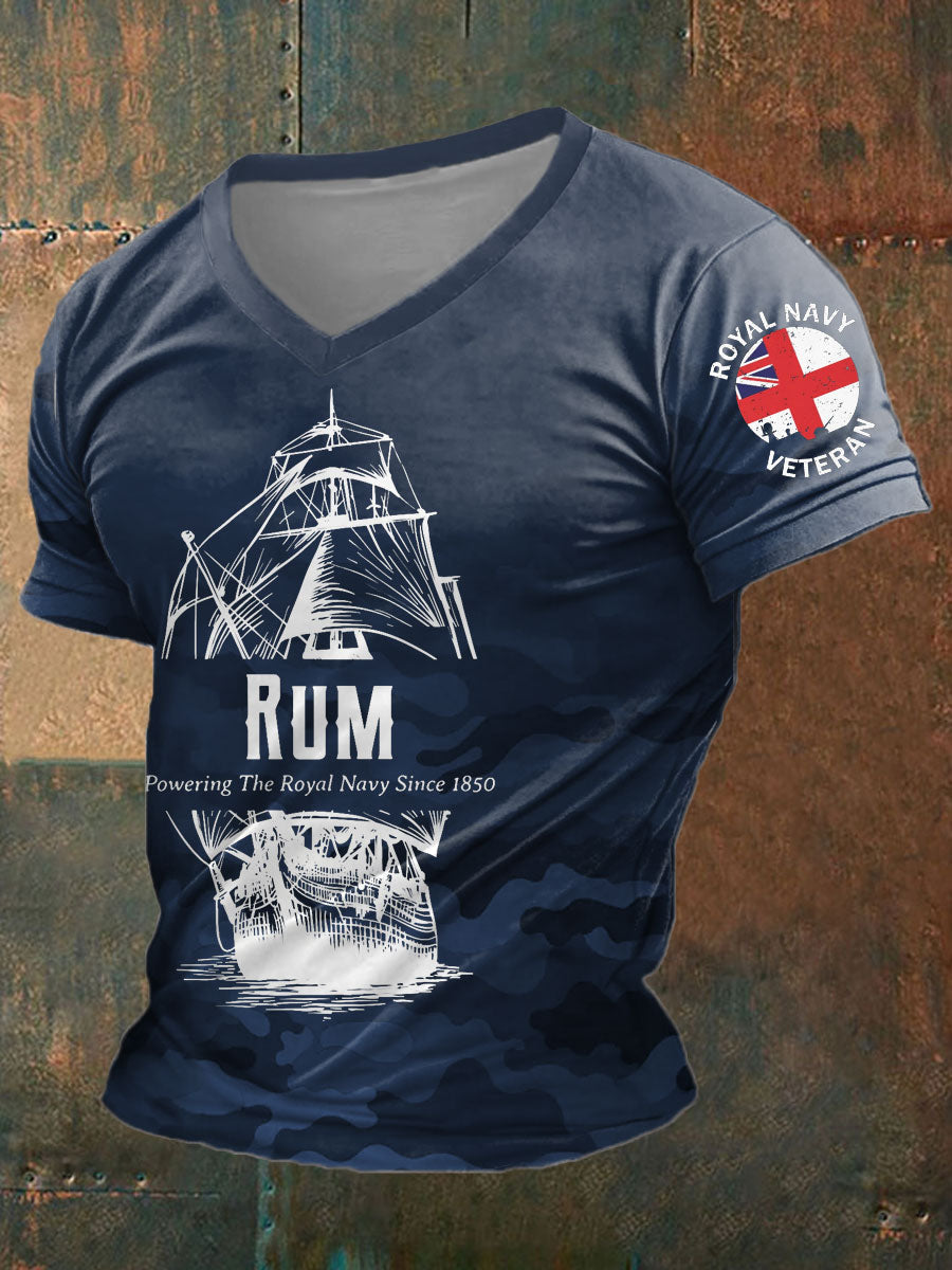 Men's Royal Navy Veteran&Rum Printed T-Shirt