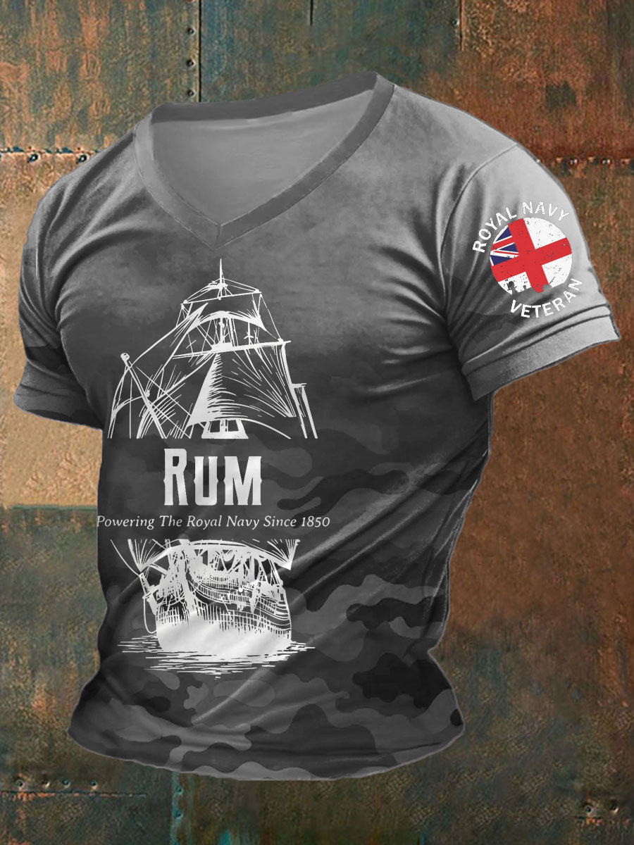 Men's Royal Navy Veteran&Rum Printed T-Shirt