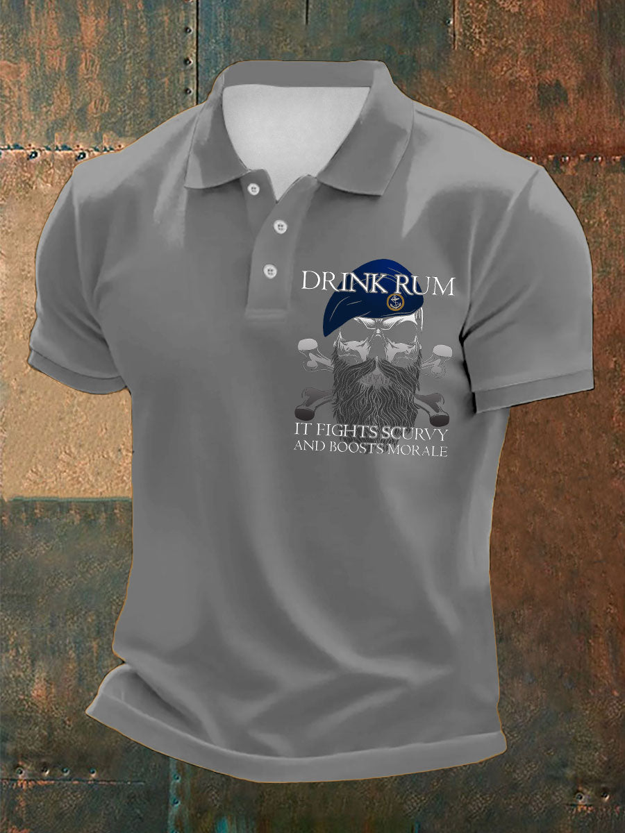 Men's Royal Navy Veteran&Rum Printed Casual Tops