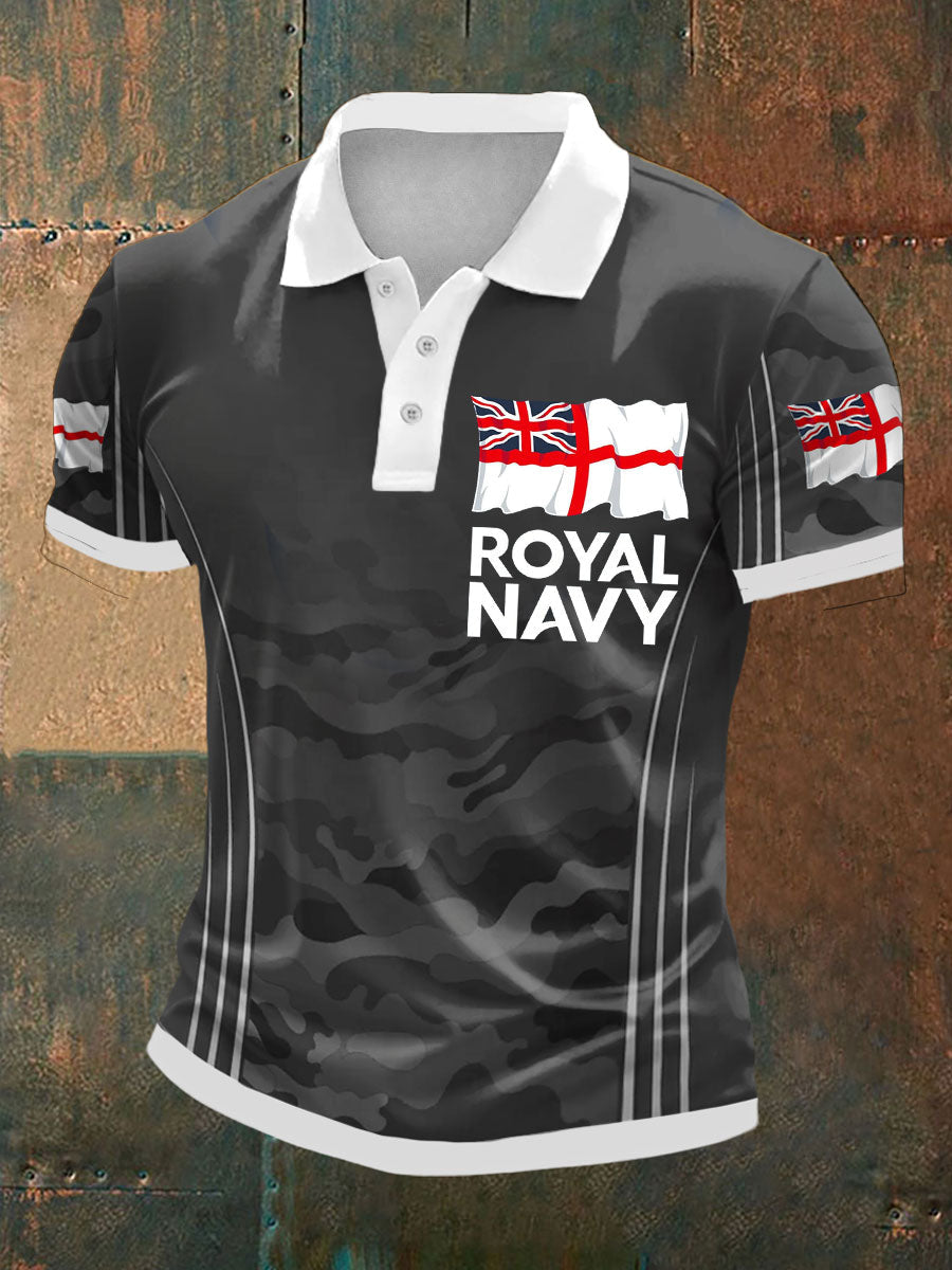 Men's Royal Navy Vetera Printed Casual Tops