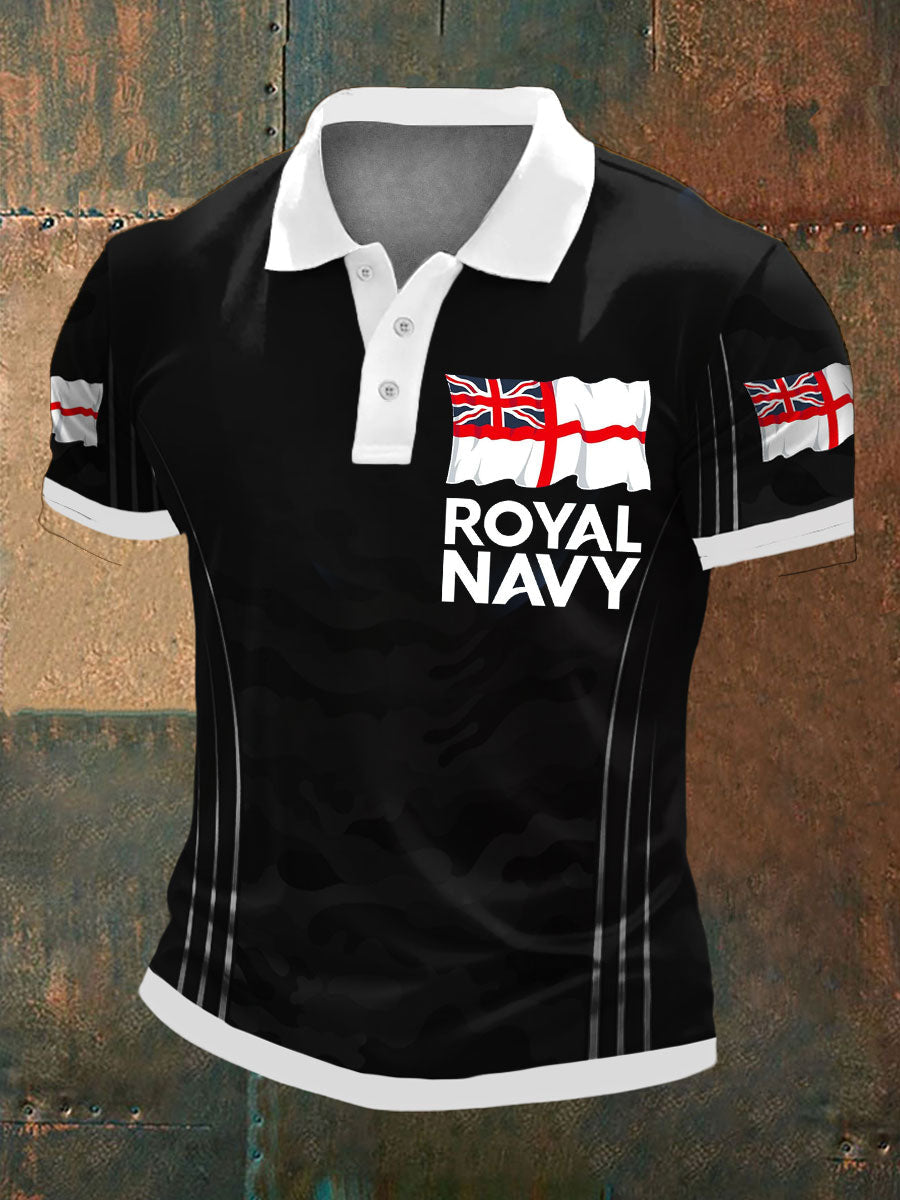Men's Royal Navy Vetera Printed Casual Tops
