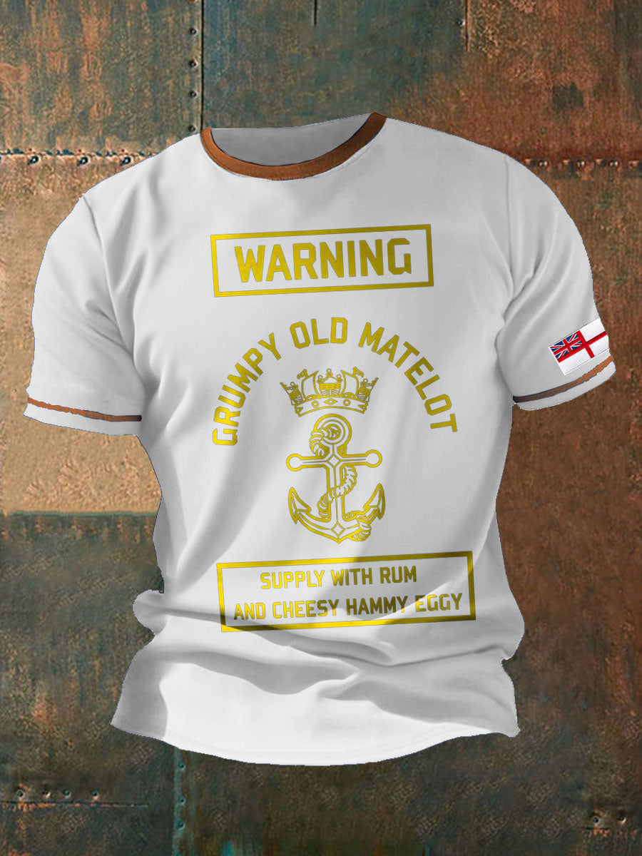 Men's Royal Navy Grumpy Old Veteran Printed T-shirt