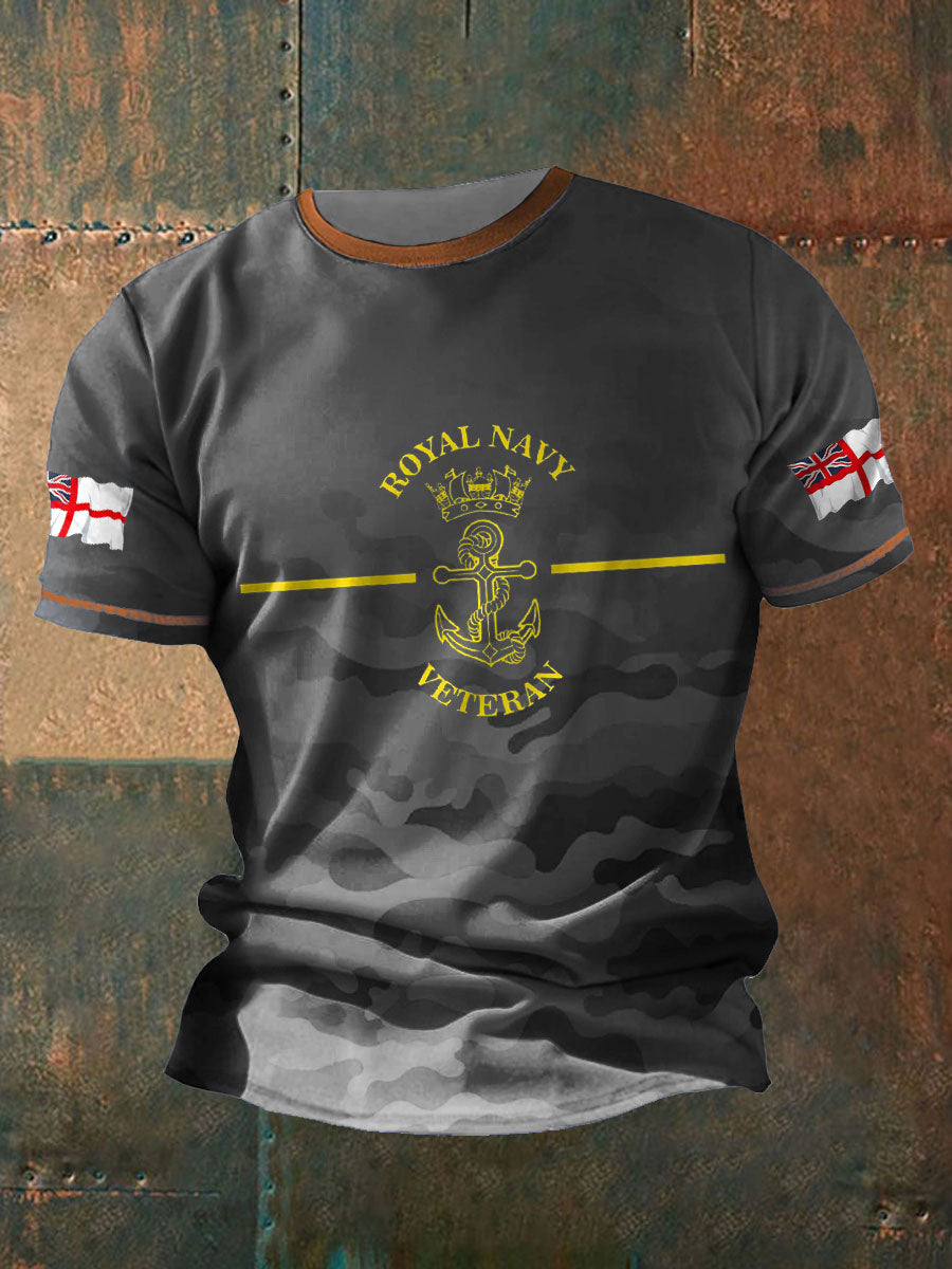 Men's Royal Navy Grumpy Old Veteran Printed T-shirt
