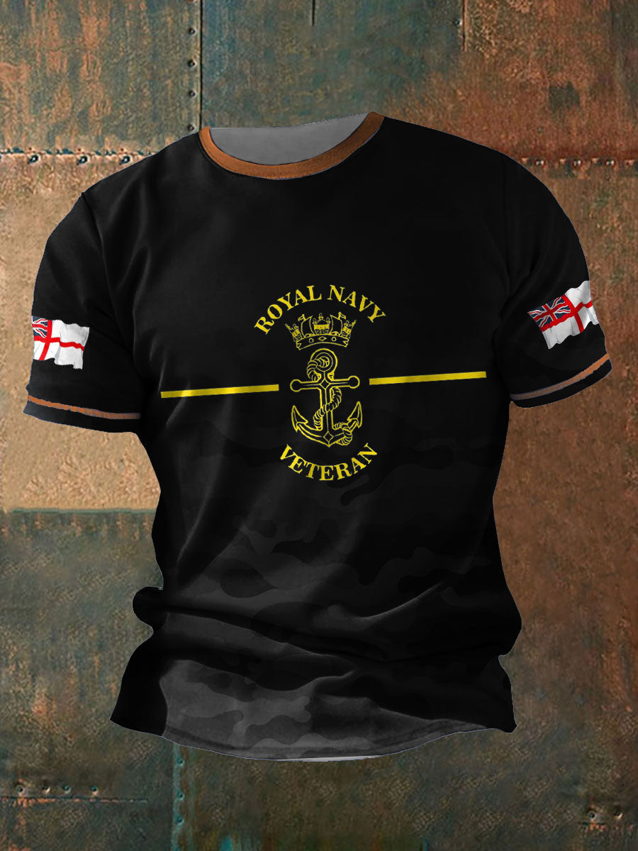 Men's Royal Navy Grumpy Old Veteran Printed T-shirt