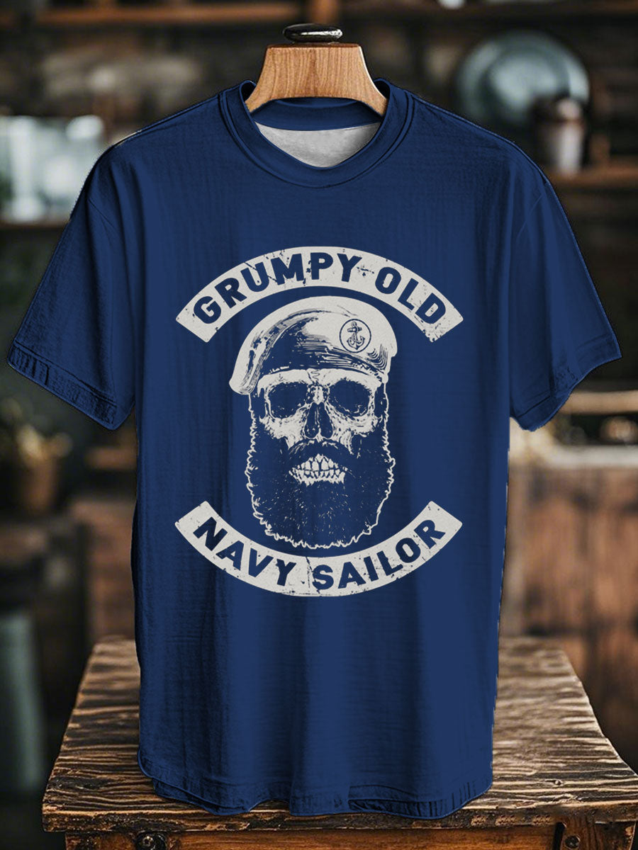 Unisex Royal Navy Grumpy Old Veteran Printed T-shirt