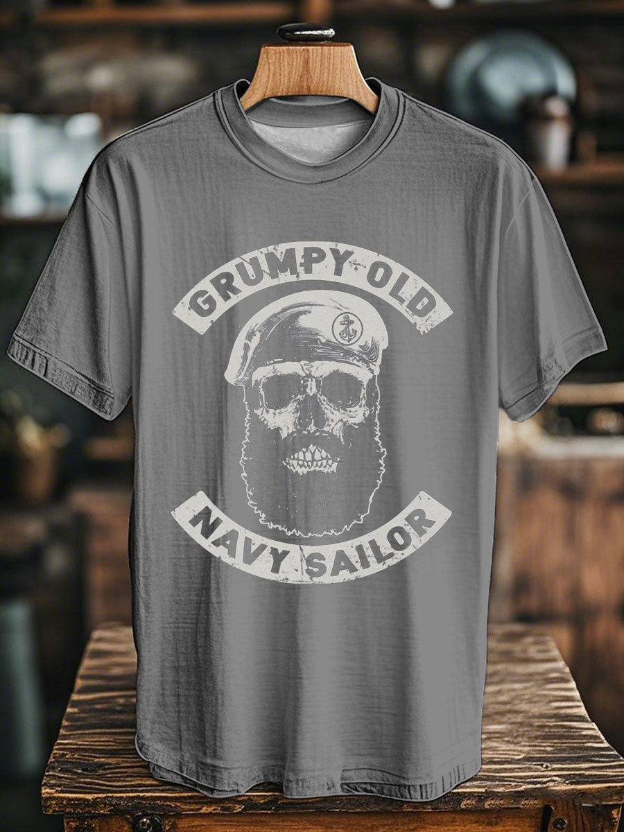Unisex Royal Navy Grumpy Old Veteran Printed T-shirt