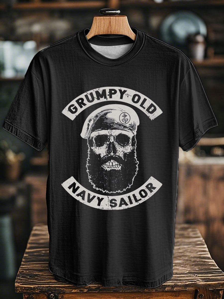 Unisex Royal Navy Grumpy Old Veteran Printed T-shirt