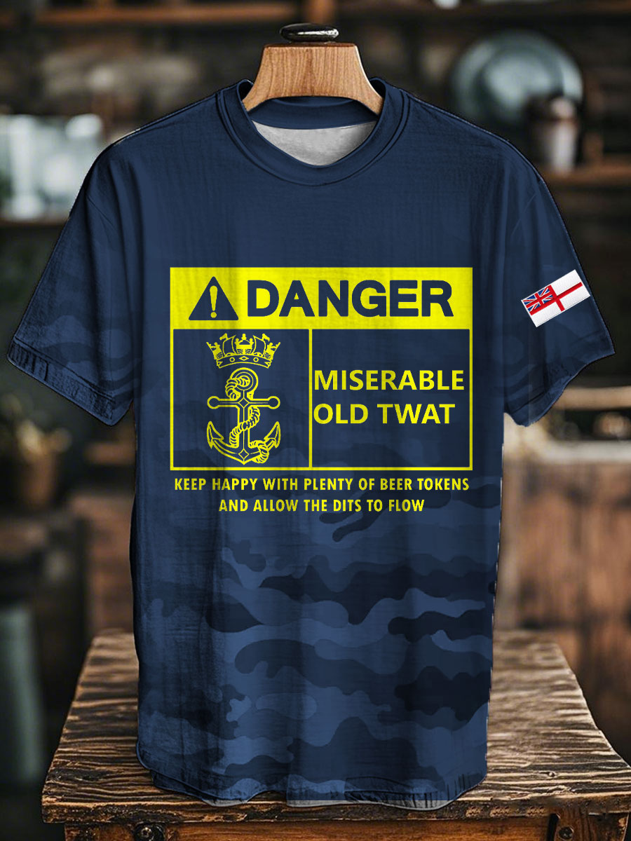 Unisex Royal Navy Grumpy Old Veteran Printed T-shirt