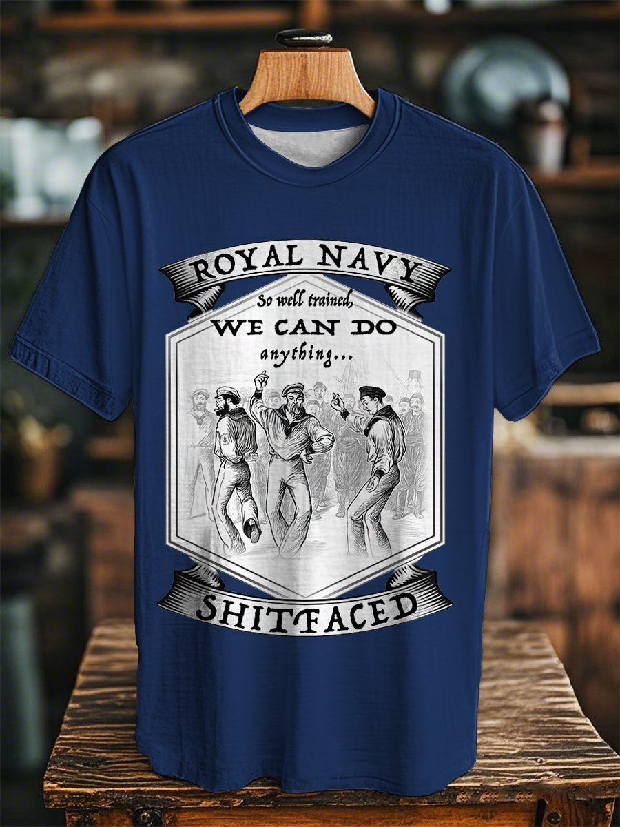 Unisex Vintage Royal Navy Dancing Team Print Casual Tee