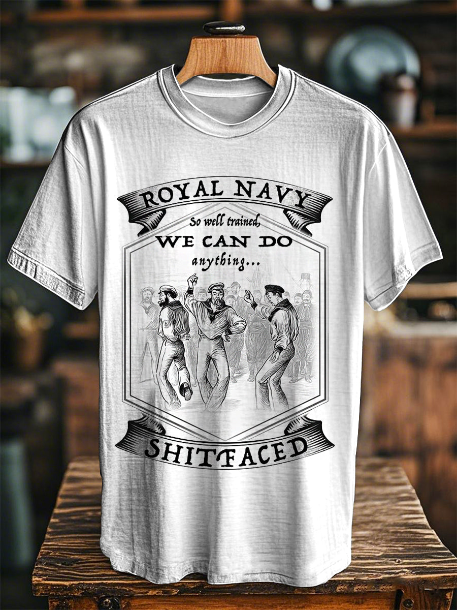 Unisex Vintage Royal Navy Dancing Team Print Casual Tee