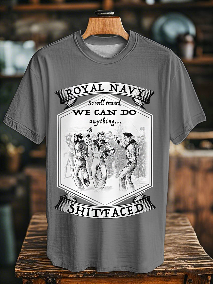 Unisex Vintage Royal Navy Dancing Team Print Casual Tee