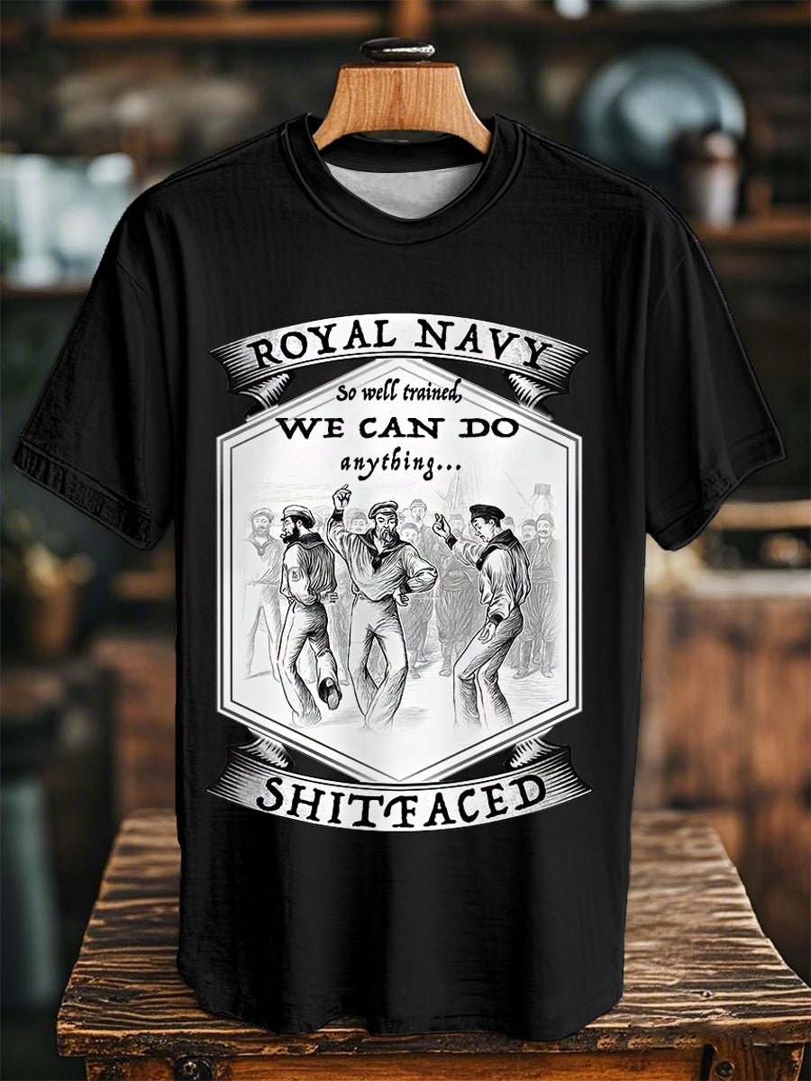 Unisex Vintage Royal Navy Dancing Team Print Casual Tee