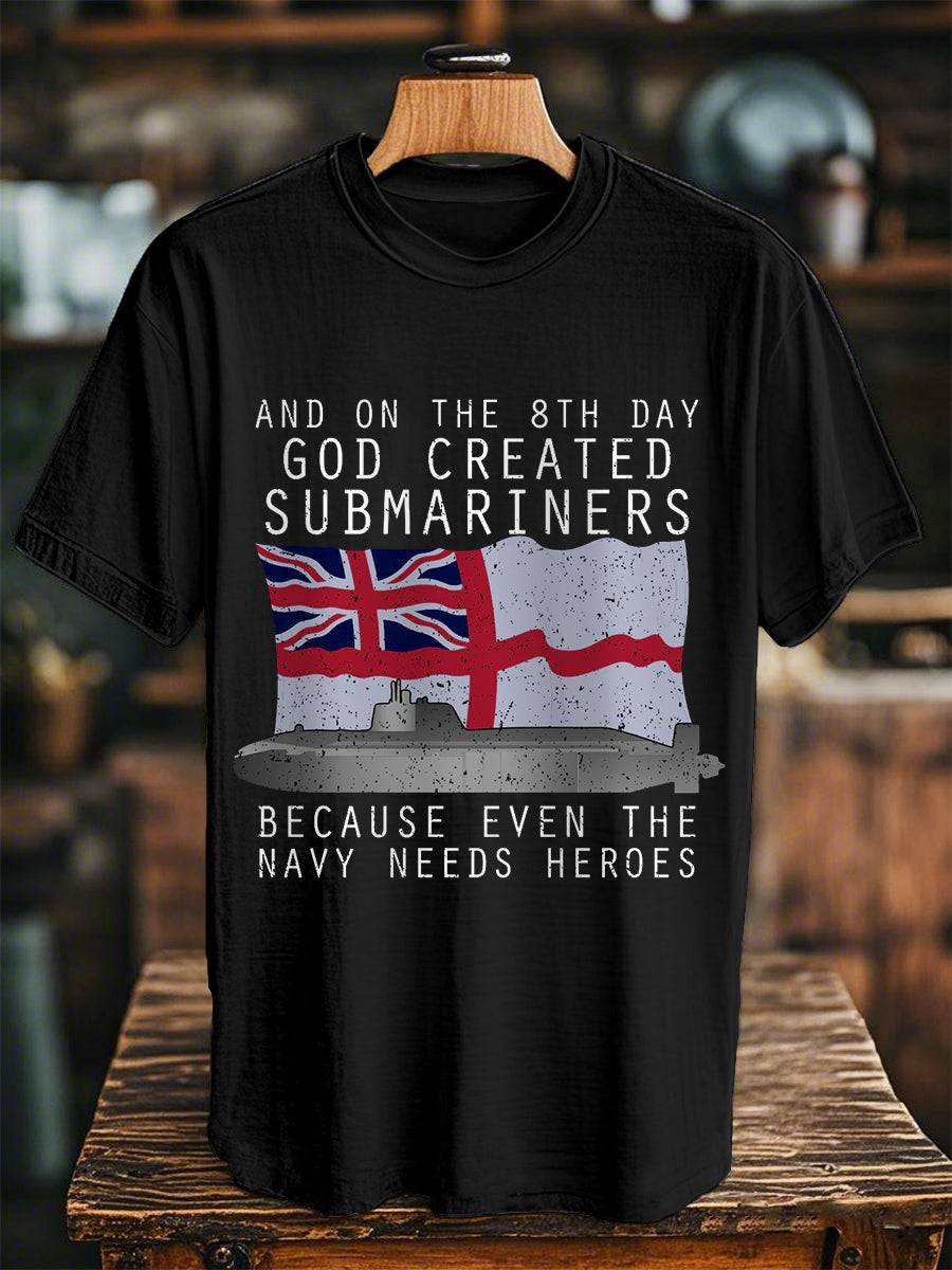 Unisex Vintage God Created Submariners Print Casual Tee