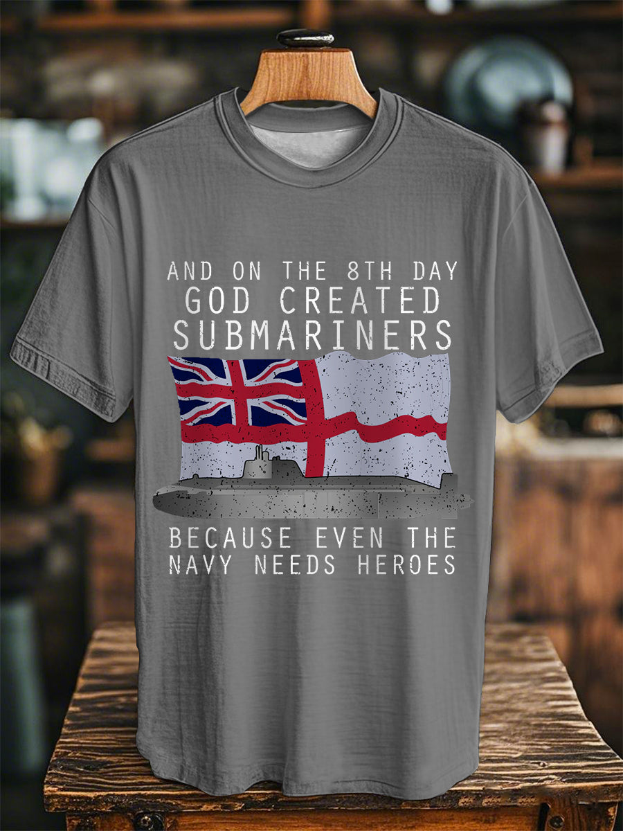 Unisex Vintage God Created Submariners Print Casual Tee