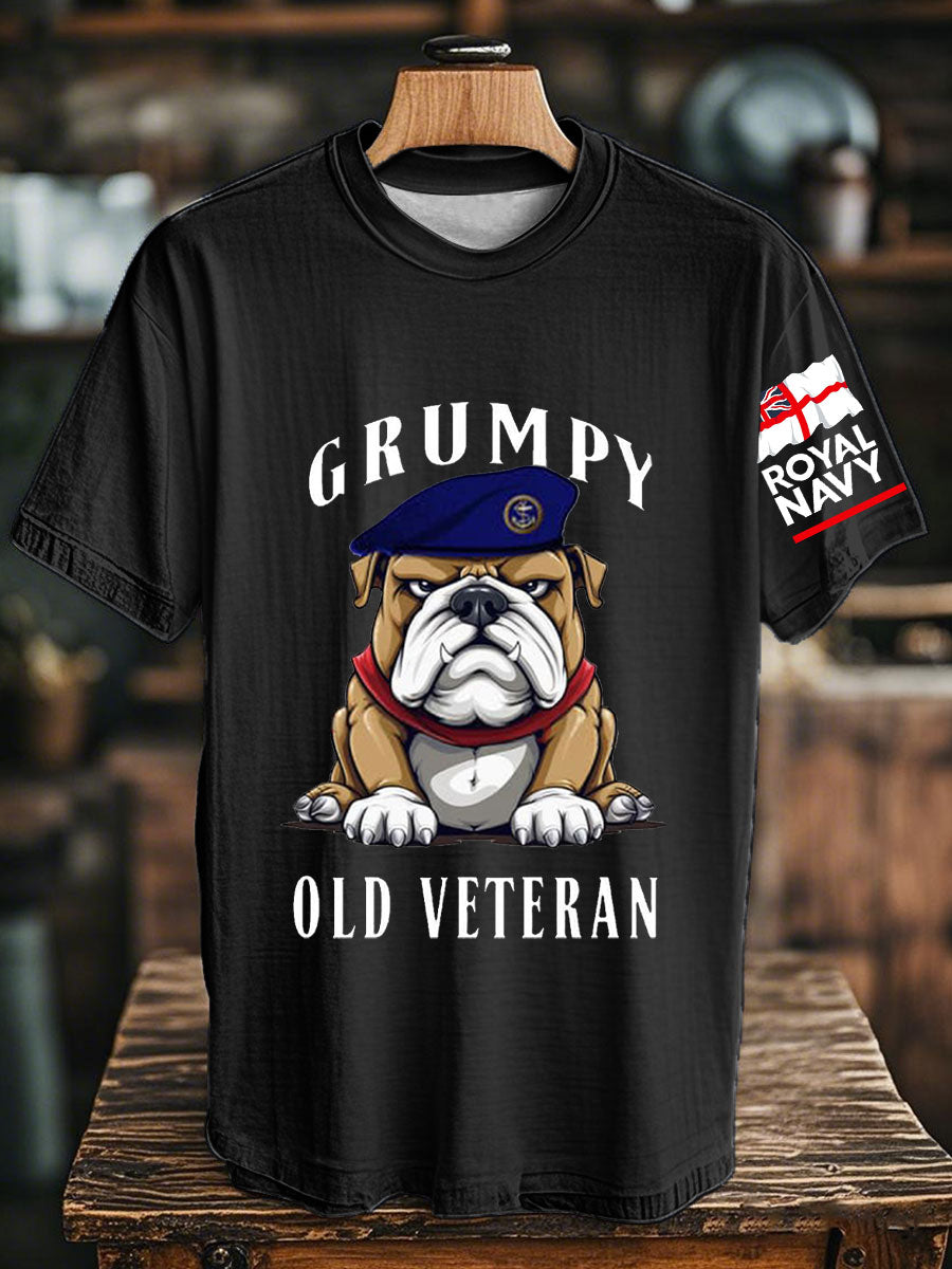 Unisex Royal Navy Grumpy Old Veteran Printed T-shirt