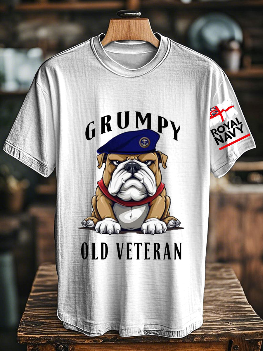 Unisex Royal Navy Grumpy Old Veteran Printed T-shirt