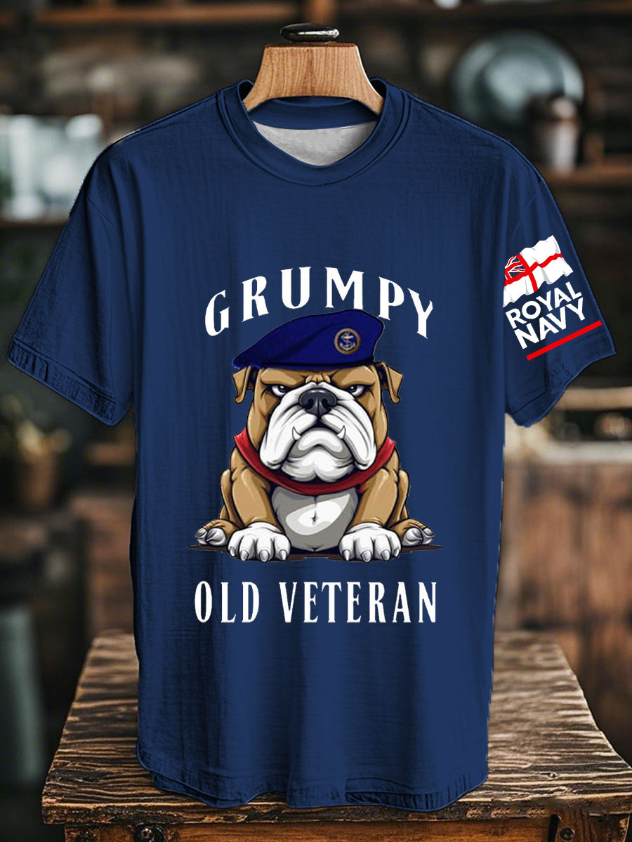 Unisex Royal Navy Grumpy Old Veteran Printed T-shirt