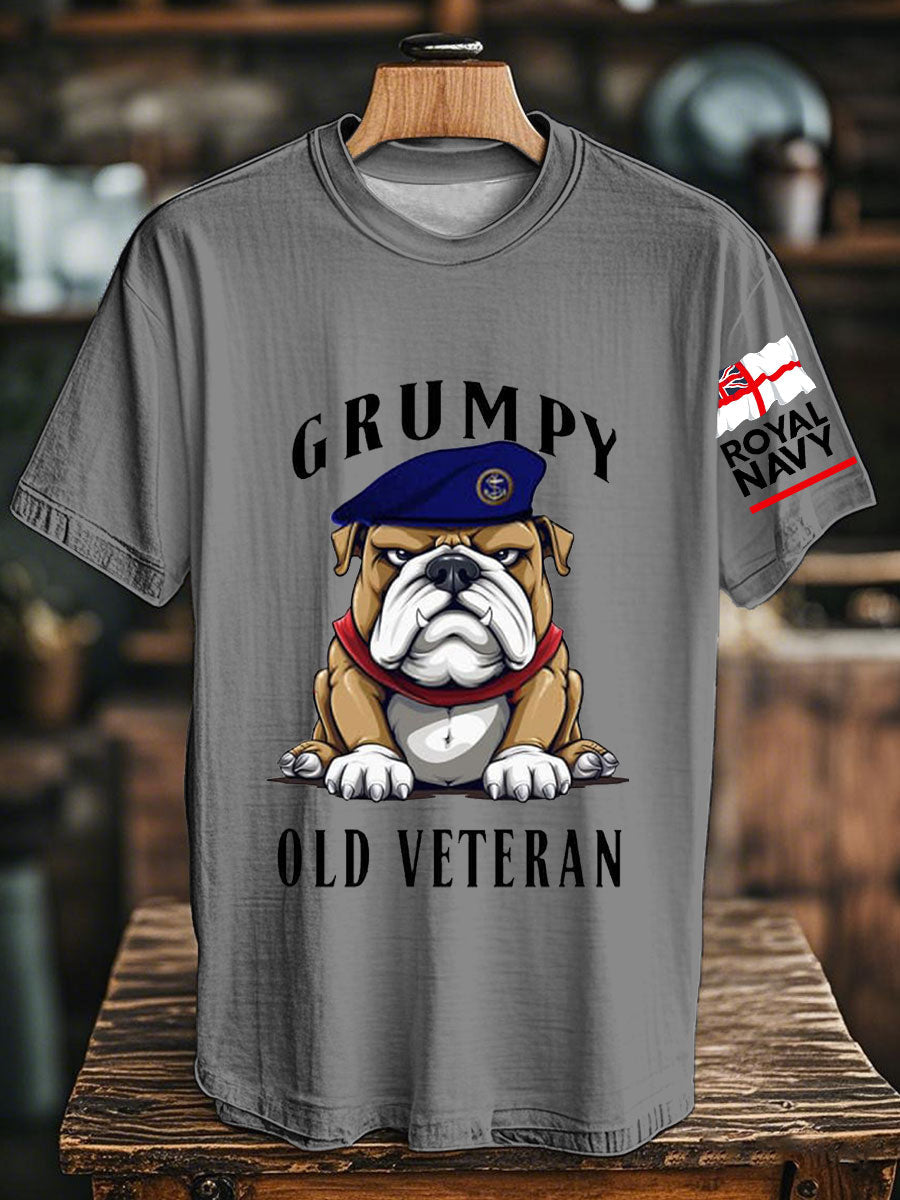 Unisex Royal Navy Grumpy Old Veteran Printed T-shirt